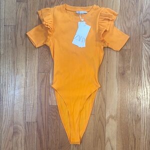 ZARA Orange Ruffled One Piece